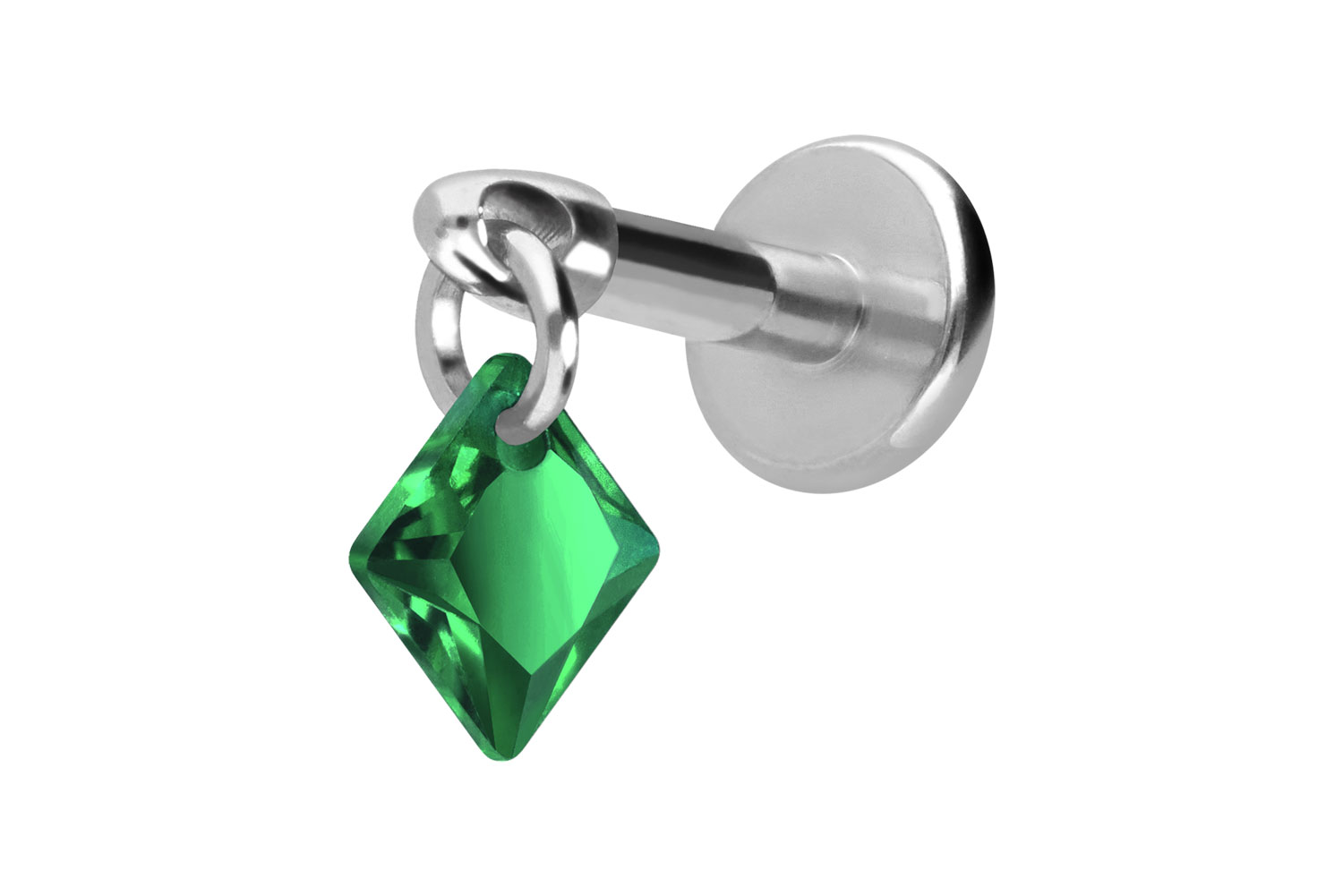 Titan Labret Piercing mit Innengewinde KRISTALLQUADRAT